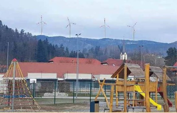 Vizualizacija spremenjenega izgleda Dobrne z načrtovano postavitvijo vetrnih elektrarn na Paškem Kozjaku